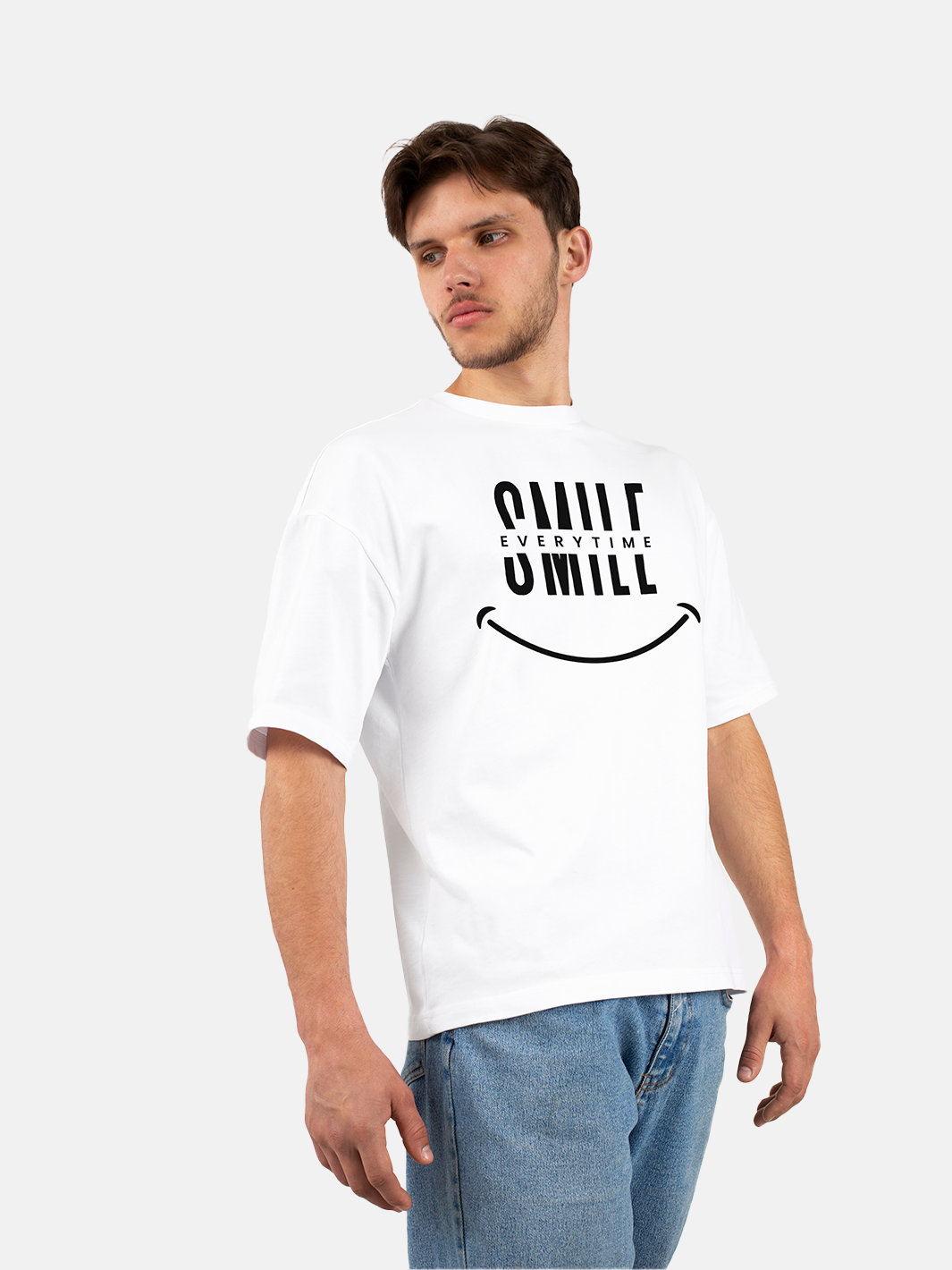 Smile Everytime White Oversized T-shirt