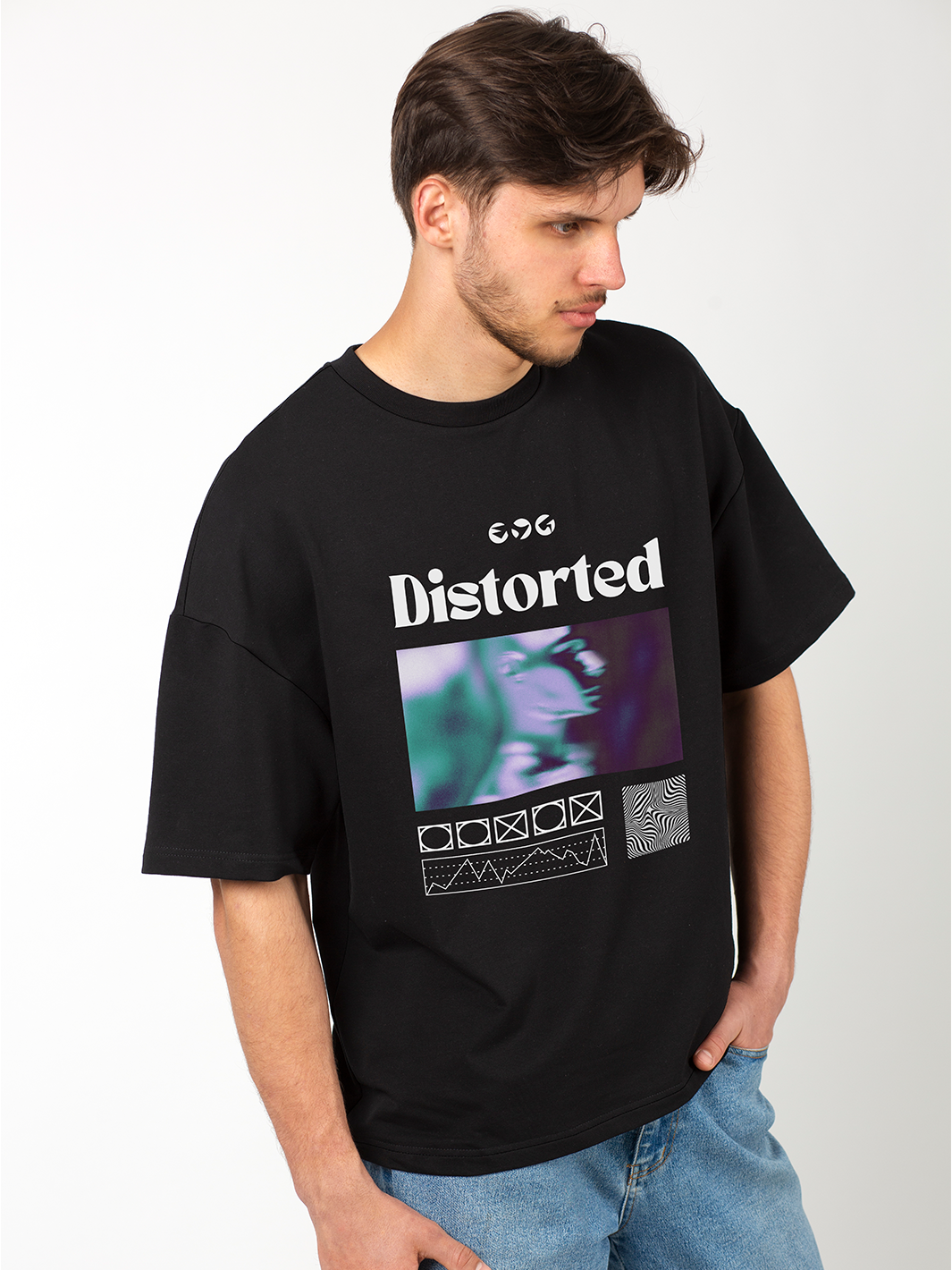 Distorted Black Oversized T-shirt